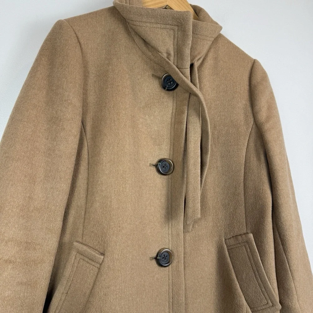 J. Crew Pea Car Coat Women 12 Beige Carrie Wool Cashmere Classic Old Money - Picture 3 of 9